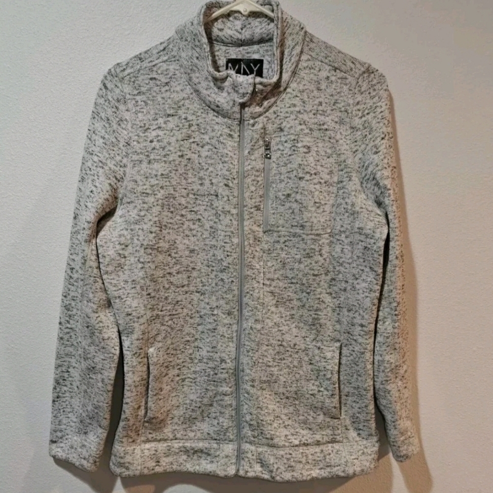 Marc Jacobs Marc New York Large Jacket Scuba Zipper Heathered Gray Zip Pockets - Picture 2 of 5